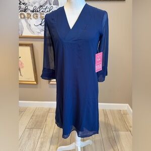 5 for $30 NWT! TRUTH & FABLE Boutique Midi Dress with Sheer Sleeves and V-Neck